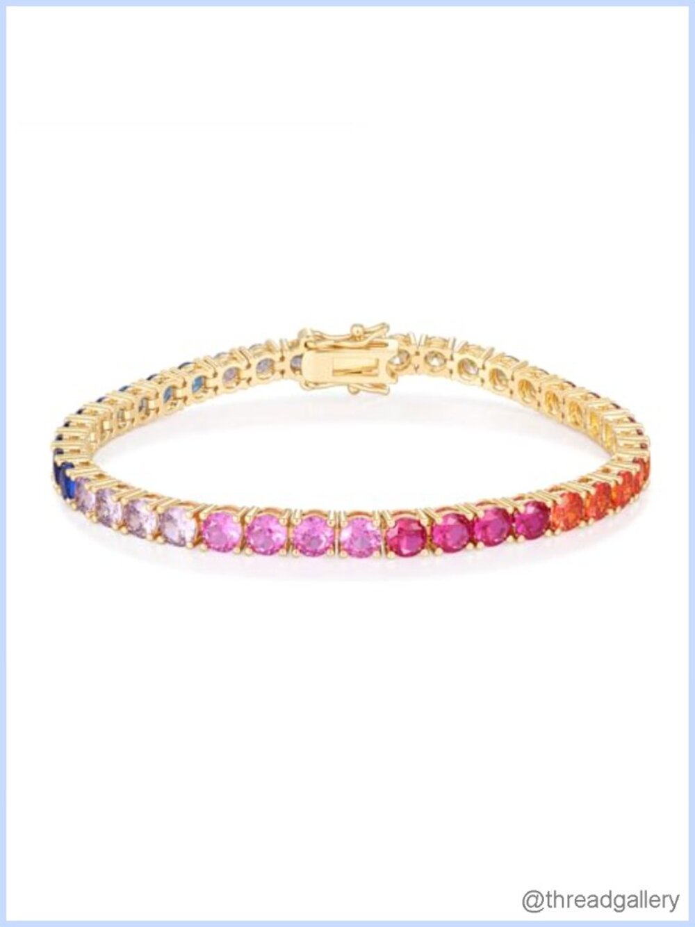 4.0mm Rainbow CZ Tennis Bracelet Women Gold Plated